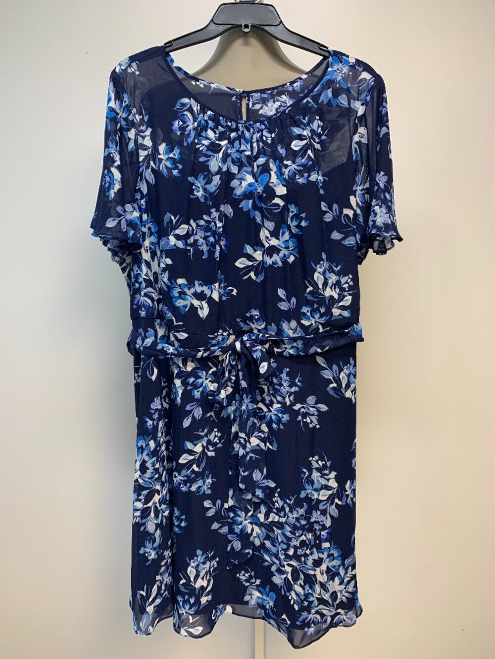 NWT Jessica Howard Elegant Women's Dress Blue Chiffon Floral Print Plus Size 22W